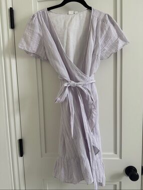 GAP Light Lavender Wrap Dress with Tie Waist